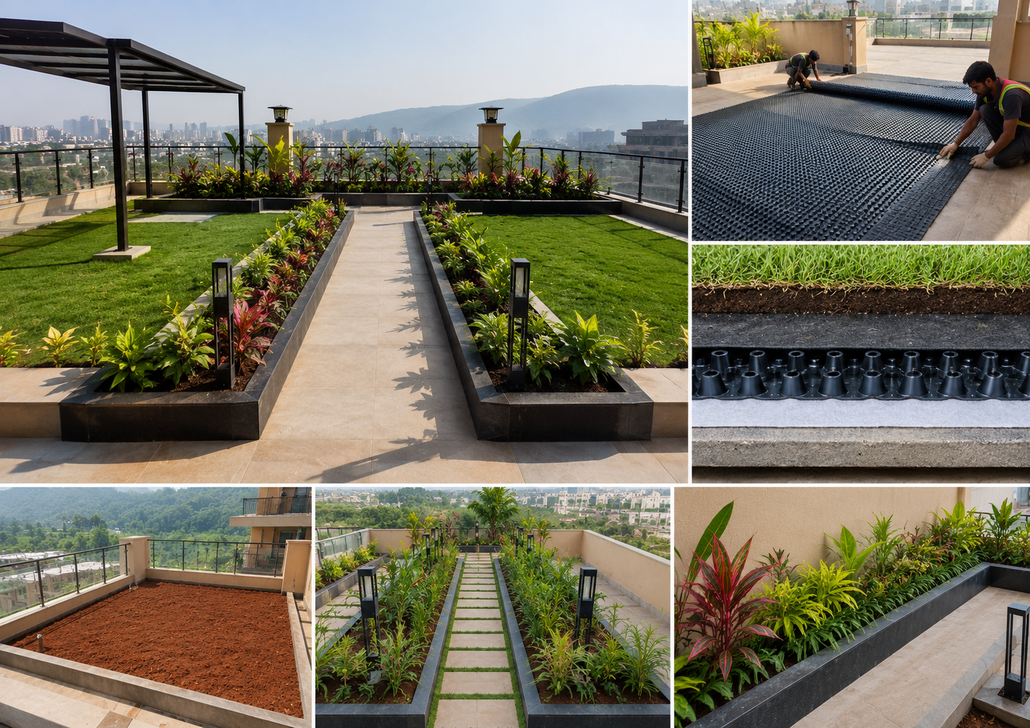 Terrace garden with drain cell system